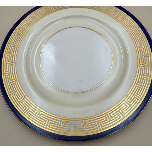 Lenox Etruscan Cobalt Blue Greek Key Dinner Plate 10 3/8" Gold Ivory China USA - Picture 5 of 9